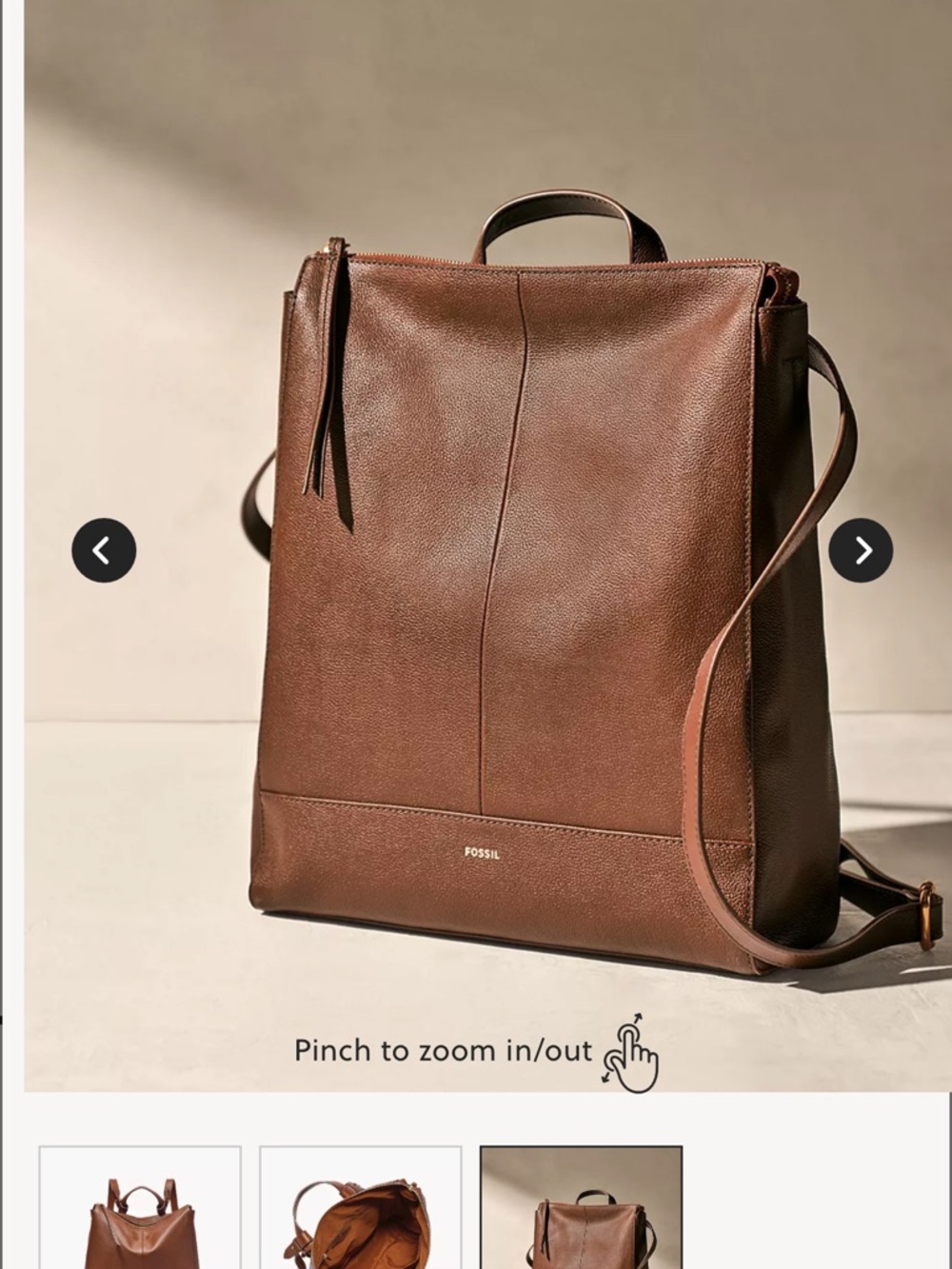 Fossil Chocolate Brown Leather Convertible Backpack Crossbody